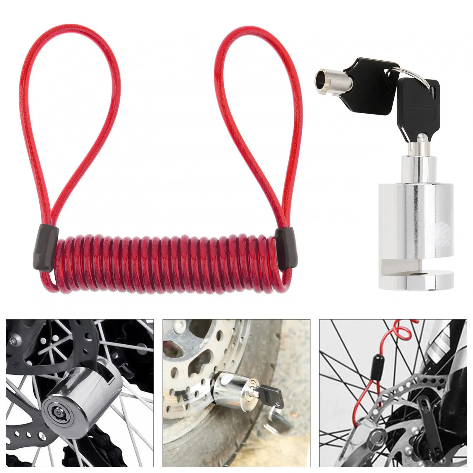 

Portable Motorcycle Anti Theft Disc Brake Lock Alloy Steel Wheel Security Lock for Bicycle / Scooter with Reminder Cable