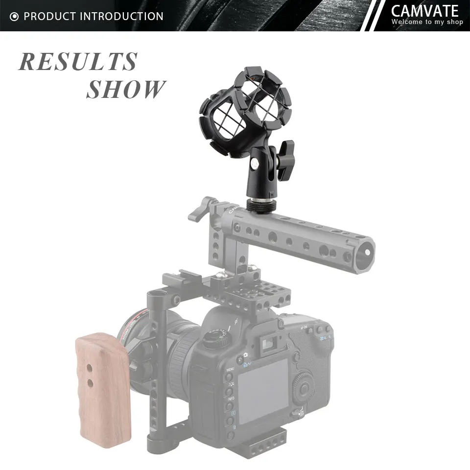 On-Camera Microphone Holder Bracket Clamp With 1/4" Thread Screw For DSLR Camera