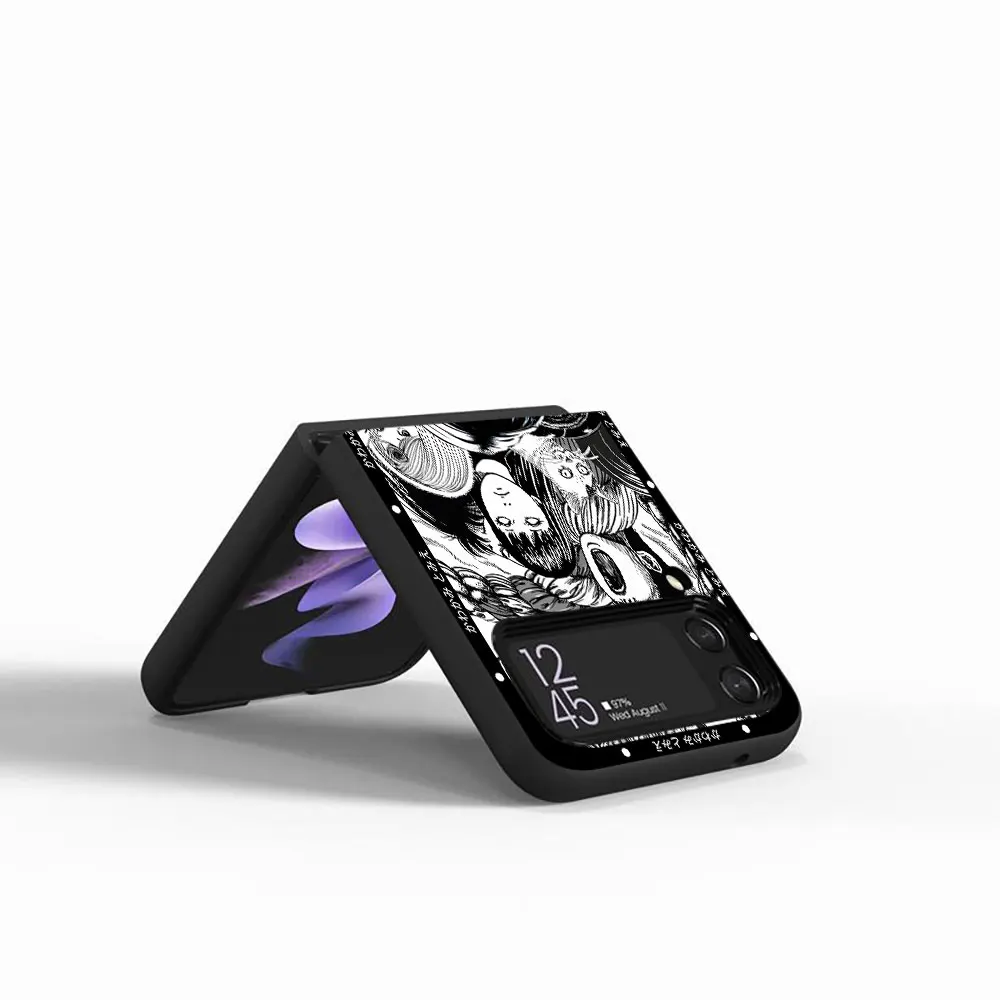 Tomie Comie Again 케이스, 삼성 갤럭시 Z 플립 4, 3, 5G 하드 PC 폰 커버, Zflip3, Zflip4, 블랙 접이식 케이스, Flip4, Flip3 Capa
