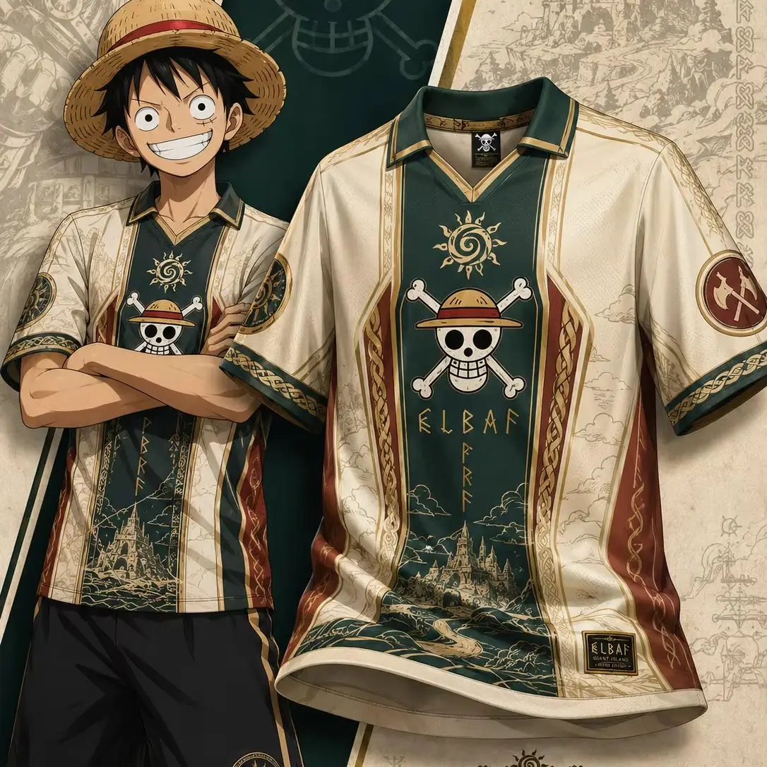 Anime Breathable Ball Suit Skeleton Pirate Logo Personalized Luffy Viking Style Casual Sports 3D Printed Top