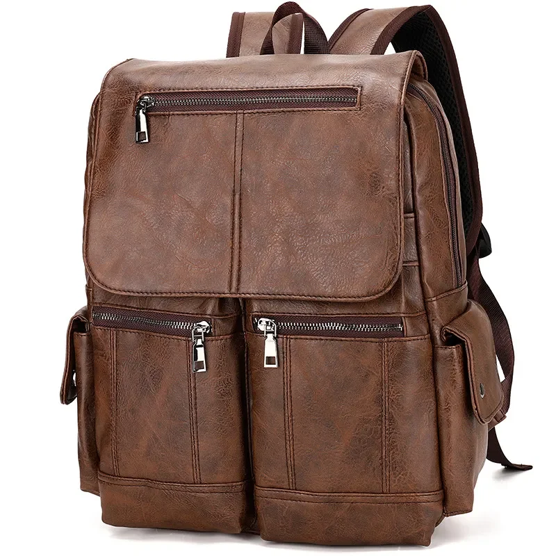 

For Male School Black A Men Brown Bag Sac Travel Leather Laptop Teenagers PU Dos Bagpack Large Backpack Backpacks Mochilas Boys