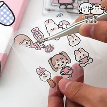 

Cartoon Sticker Cream Rabbit Diary Series Girl's Heart Handbook Material Decorative Stickers