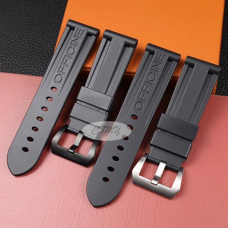 

24mm Rubber Band for Panerai Sport Bracelet Wristband Smart Watch Replacement Strap Stainless Steel Pin Buckle Watch Accessories