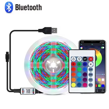 USB LED Strip light 5050 SMD RGB LED Ribbon Tape lights TV Blacklight 5V TV Background Lighting Bluetooth Smart Remote 1M-20M