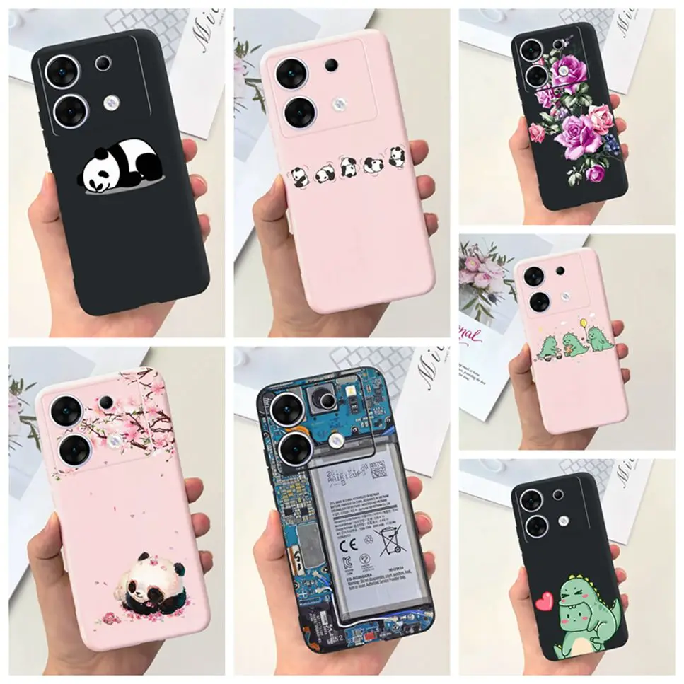 Cover Per Infinix Zero 30 X6731 Custodia Cute Panda Dinosaur Soft Silicone Black Pink Cover Per Infinix Zero 30 5G 6.78 "Custodia Per Telefono
