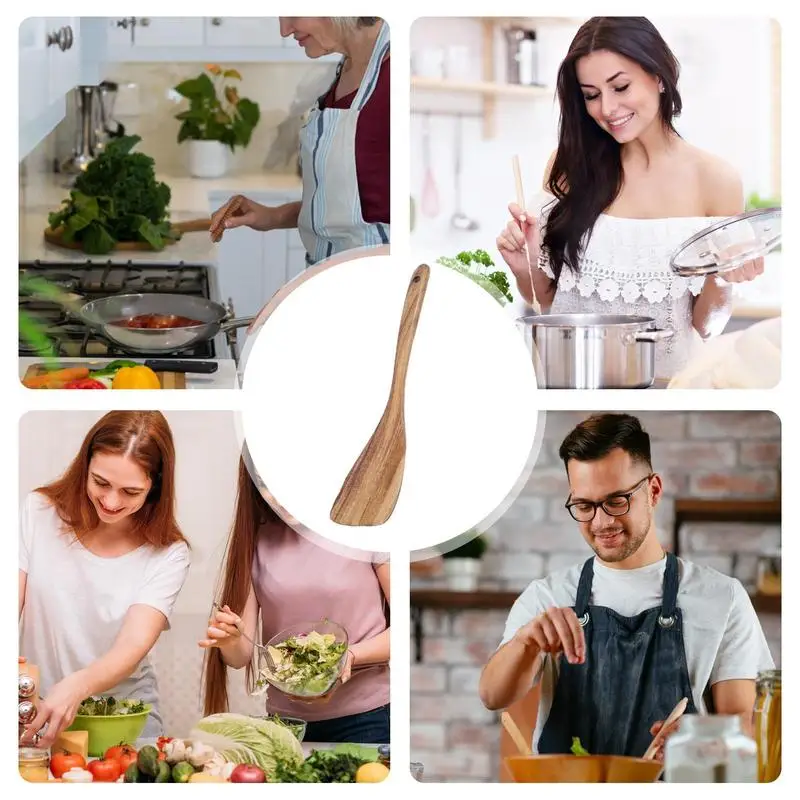 Wooden Utensils For Cooking Salad Spoon Wooden Fork Teak Non-stick Spatula Teak Pot Shovel Wood Cooking Spoons Kitchen Cookware