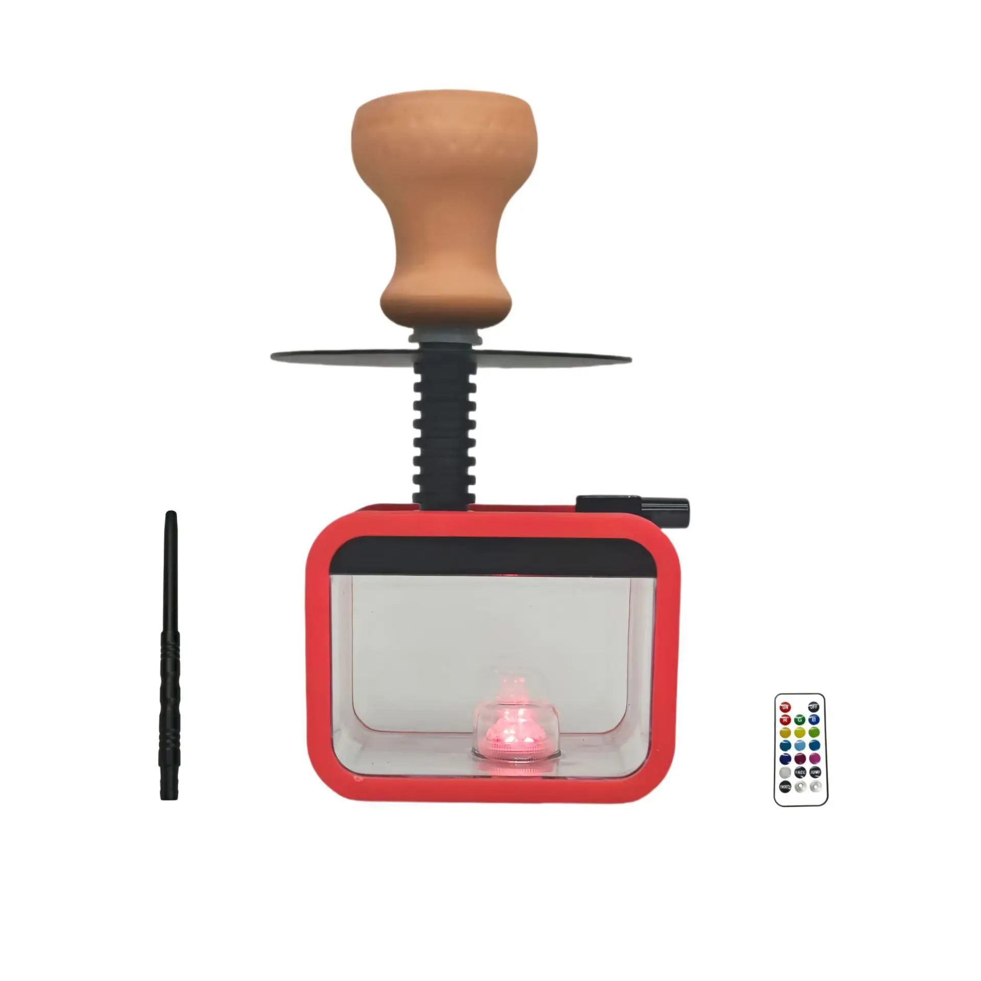 Small Size Acrylic Hookah, Outdoor Portable Shisha, Full Set, LED Light, Single Pipe, Narguile Complete Narghile