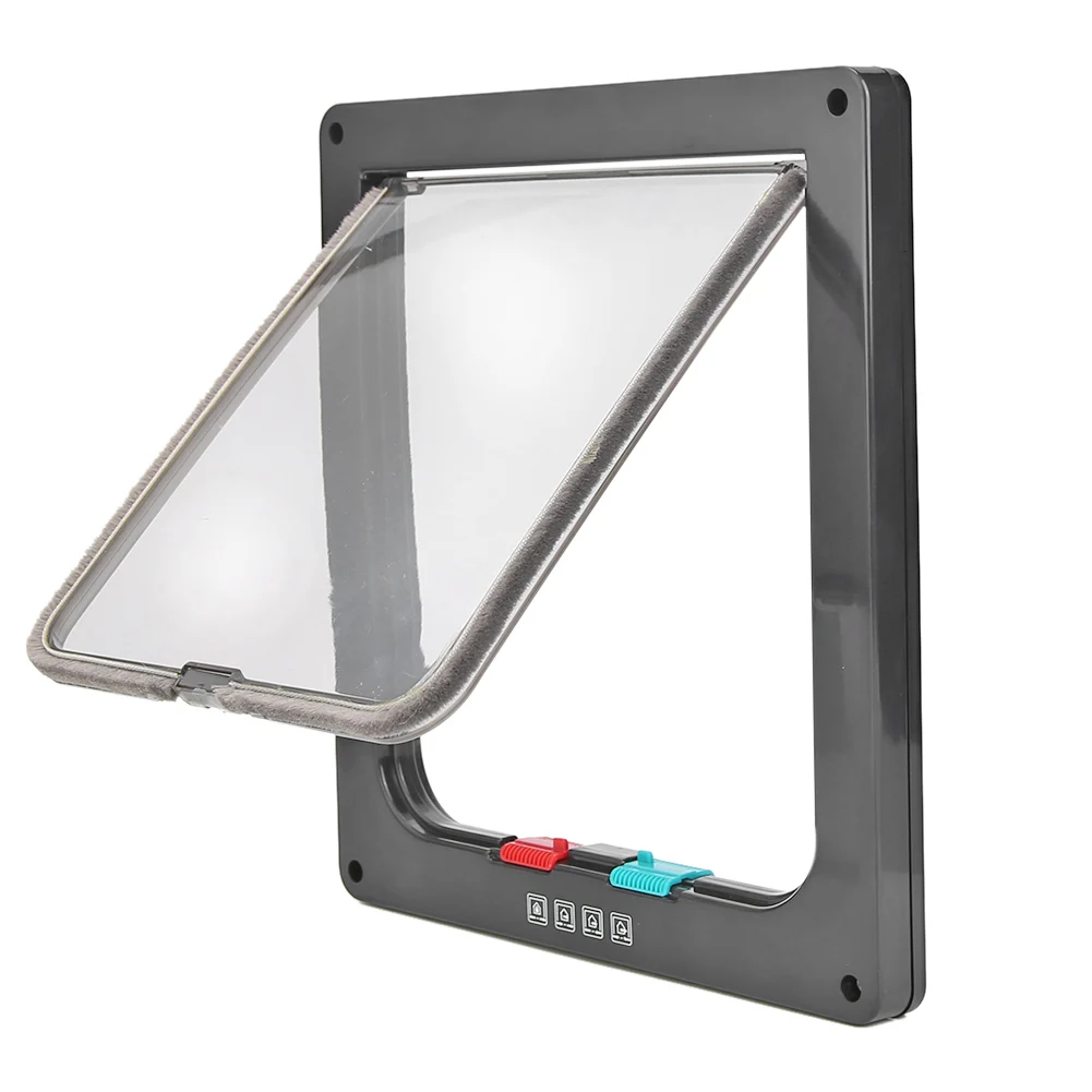 Pet Door Dog Cat Flap Door with 4 Way Security Lock Flap Door For Dog Cats Kitten ABS Plastic Small Pet Gate Kit Cat Dogs Doors