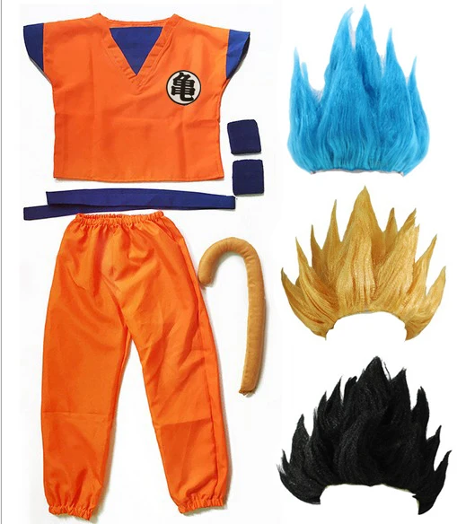 thumbnail image 1 of Disfraces de Halloween para niños y adultos, ropa Z, traje de Goku, disfraces de cosplay, parte superior, pantalón, cinturón, cola, muñeca y peluca, 1 of 5