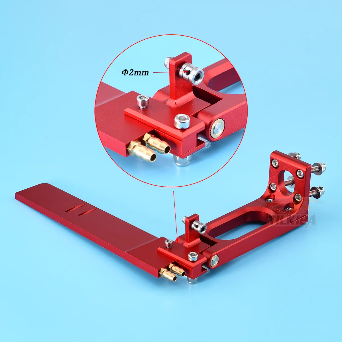 Pièce de rechange pour bateau télécommandé : aile L type 68x160mm, détail des attaches.