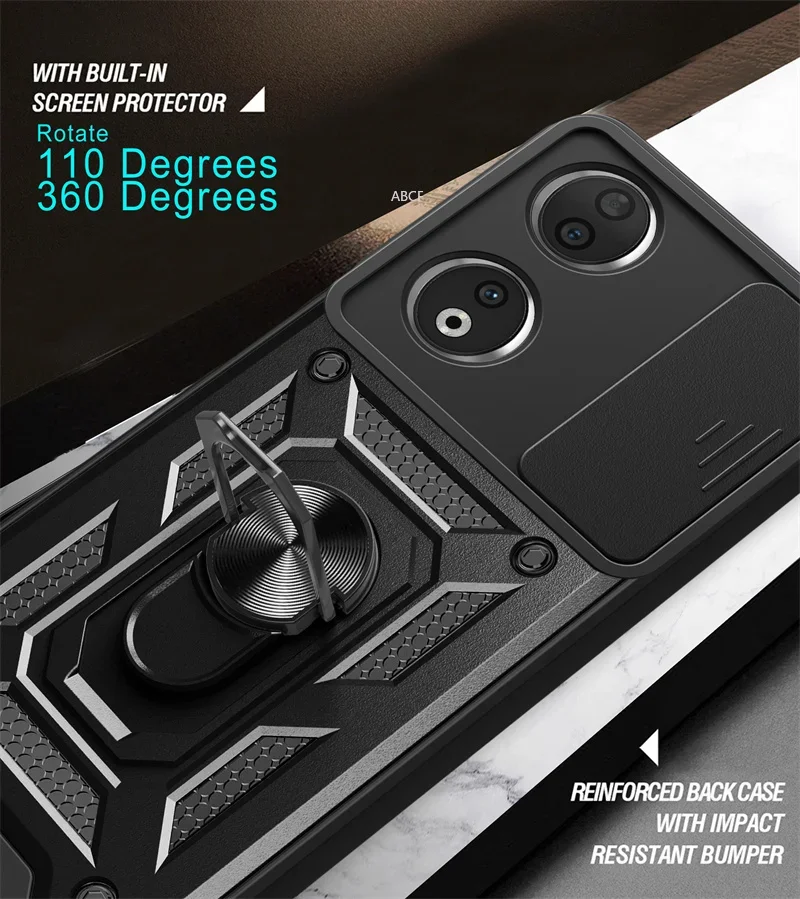 Shockproof Magnetic Ring Holder Armor Case with Lens Protection