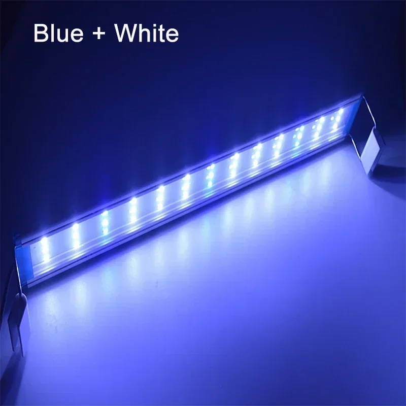 Aquarium LED Light Super Slim Fish Tank Aquatic Plant Grow Lighting Waterproof Bright Clip Lamp Blue 18-75cm for Plants 220v