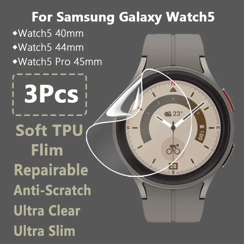 

3 шт. для Samsung Galaxy Watch5 Pro 40 мм 44 мм 45 мм Ультрапрозрачная тонкая мягкая Гидрогелевая ремонтная пленка защита для экрана-не стекло