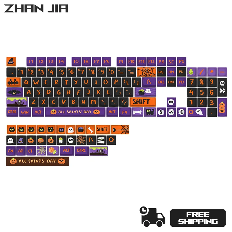 

PBT Keycaps Halloween theme XDA Highly Thermal sublimation Technology Personalized Key Caps applicable 68/75/87/98/104 Key