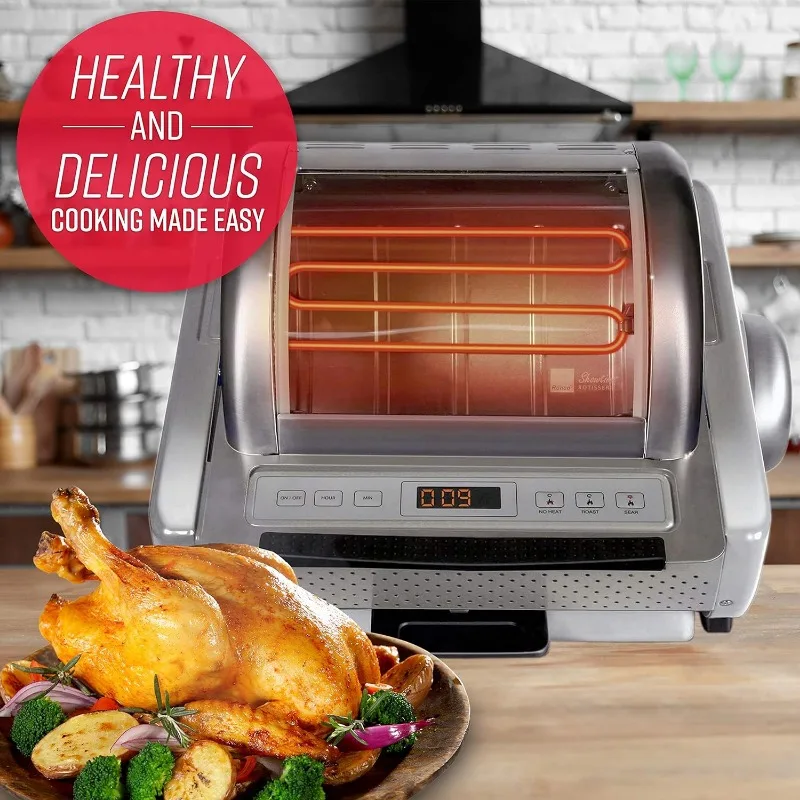 Ronco EZ-Store Rotisserie Oven,Gourmet Cooking at Home,Cooks Perfectly Roasted Chicken,Turkey,Pork,Roasts&Burgers,Large Capacity 2