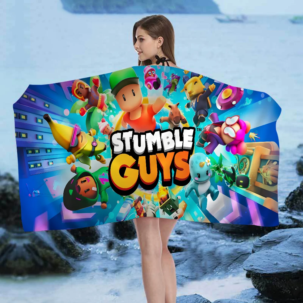 Game Cartoon Stumble-guys Bath Towel Microfiber Soft Water Absorbing Breathable For Girl Kids Decorative Cartoon Beach Towel 3