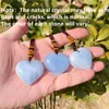 1PC Natural Crystal Blue Celestite Heart Shaped Pendant Polished Crystal Pendant Fashion Jewelry Necklace Gift 3