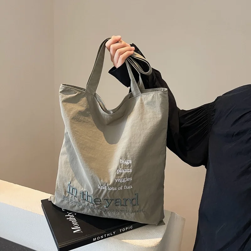 Letter Print Simple Nylon Shoulder Bag Large Capacity Solid Casual Tote Handbag 2024 Hot Sale Bags for Women Bolsas Femininas