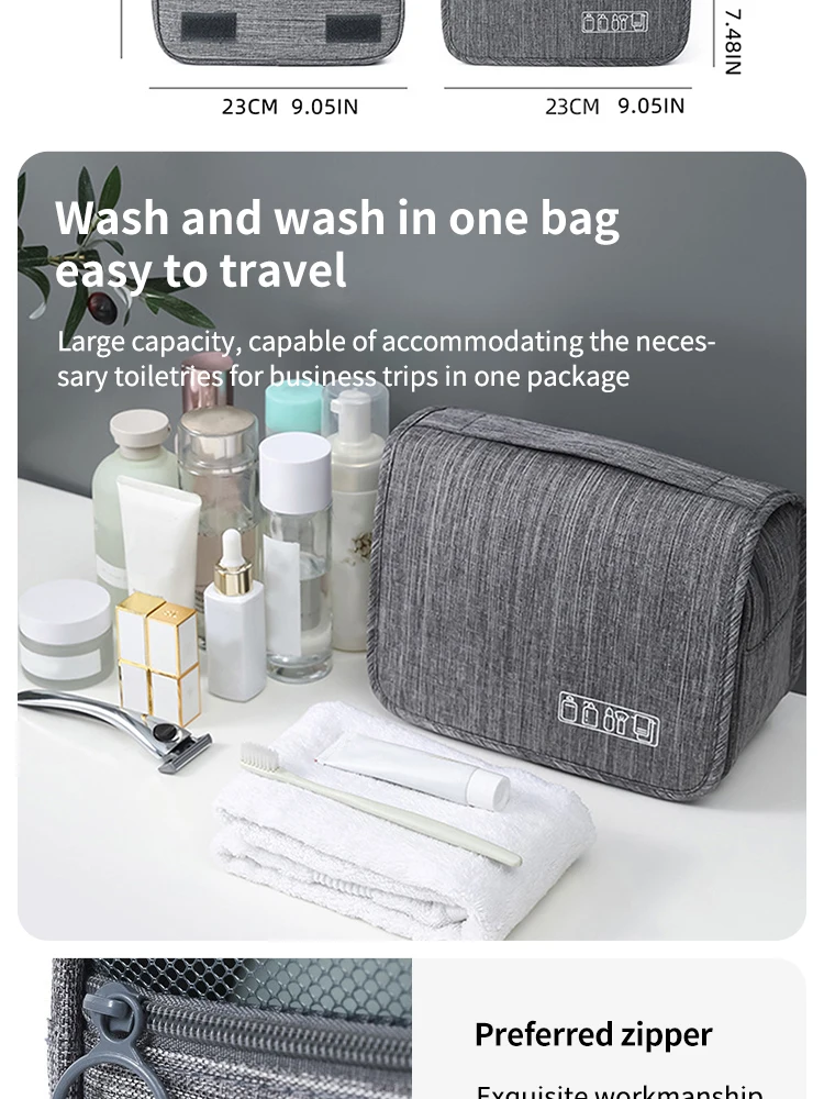 Description Picture 5 of itemFoldable Toiletry Bag Organizer Hanging Storage Bag Bathroom Makeup Bag Case Cosmetic Bag Travel Bag For Travel Business