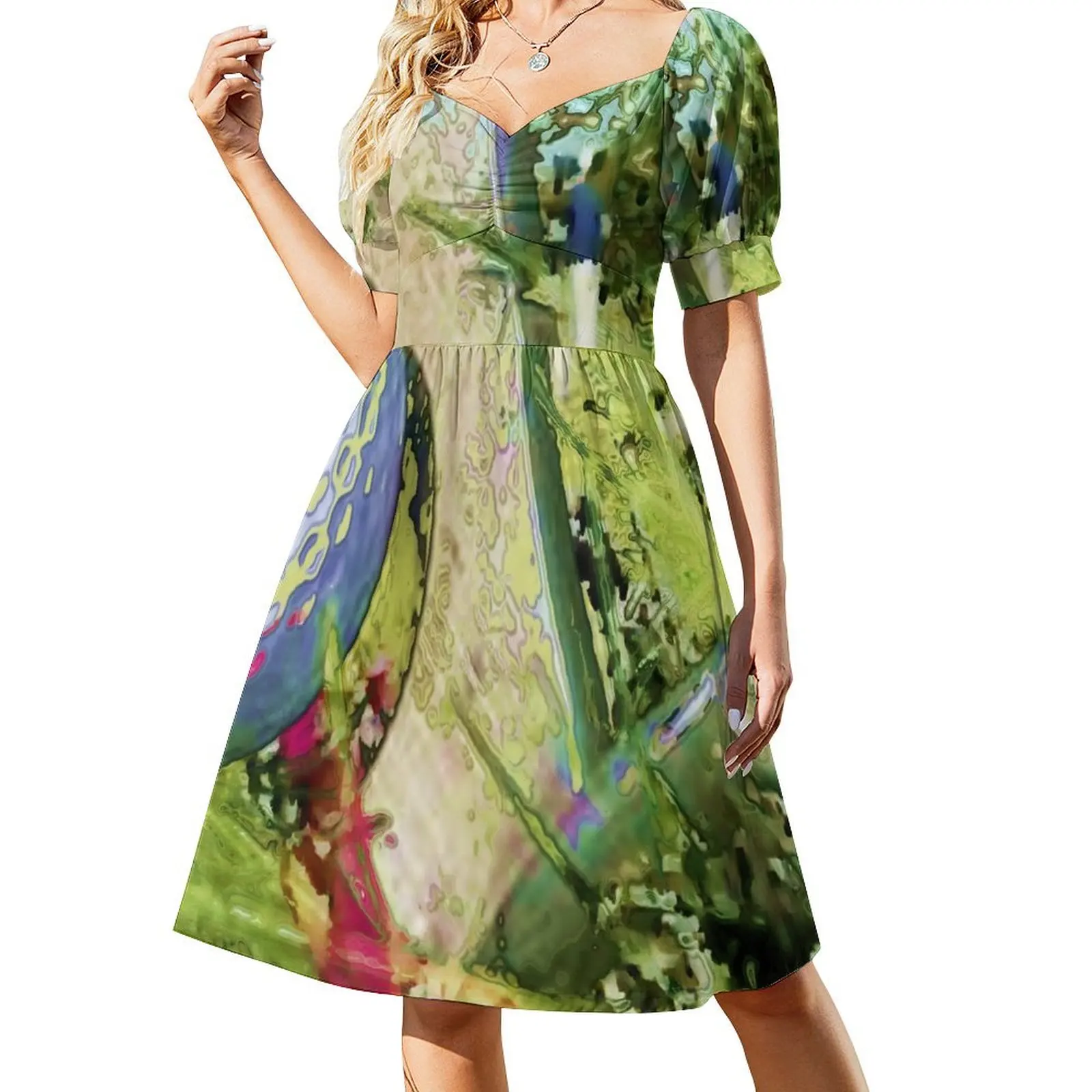 thumbnail image 1 of Vestido de manga corta con estampado de palos de golf, vestido de fiesta para mujer, vestido de noche para mujer., 1 of 7