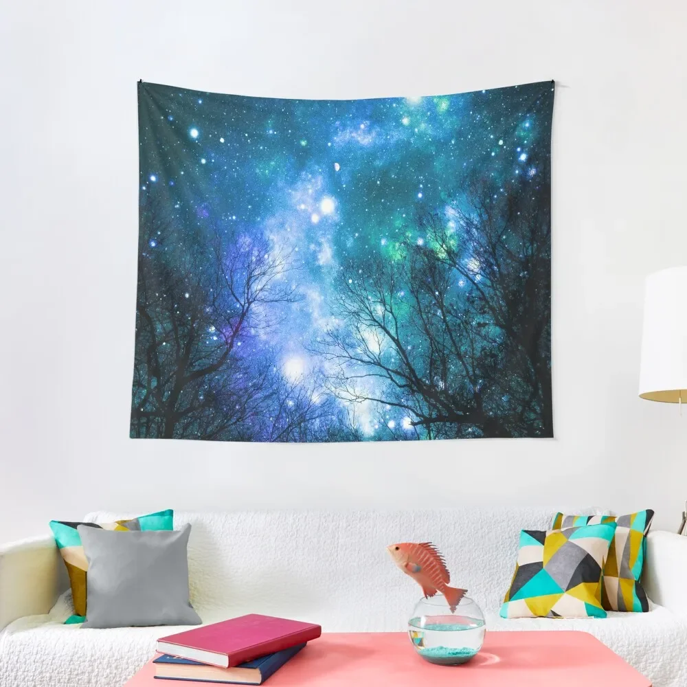 

Black Trees Blue Teal Space Tapestry Bedrooms Decorations Wall Decoration Tapestry