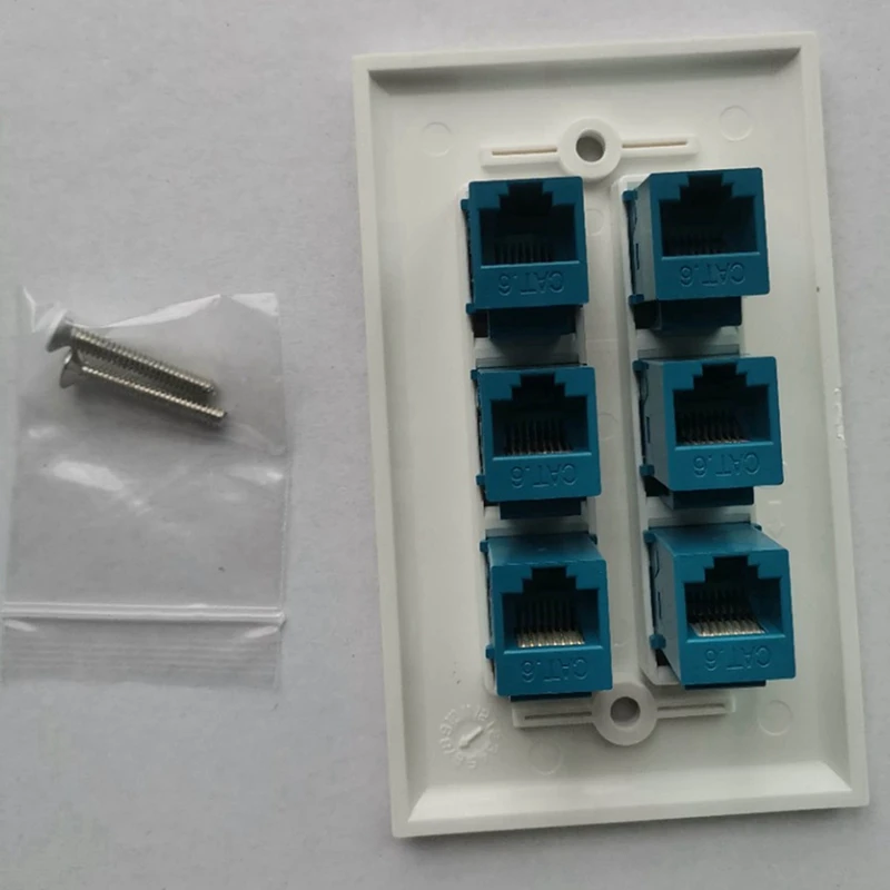 Cat 6 이더넷 벽 플레이트, 6 포트, 암컷 제거 가능, Cat7, 6, 6E, 5, 5E 와 호환 가능, 10X