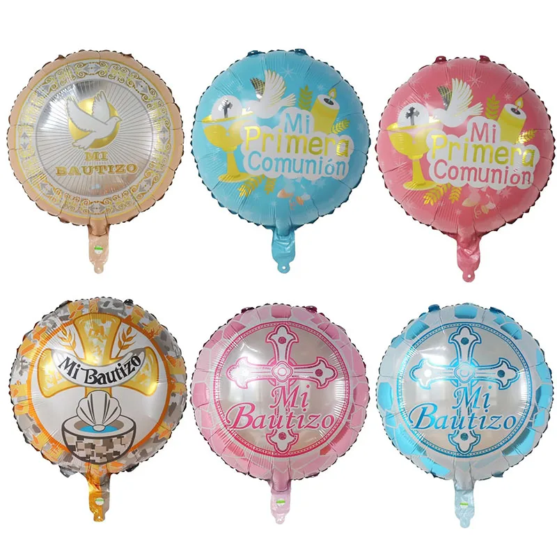 

50pcs 18inch Boy Girl Baptism Foil Balloons Christening Mi Primera Comunion Baby Shower Party Decoration My Baptism Supplies