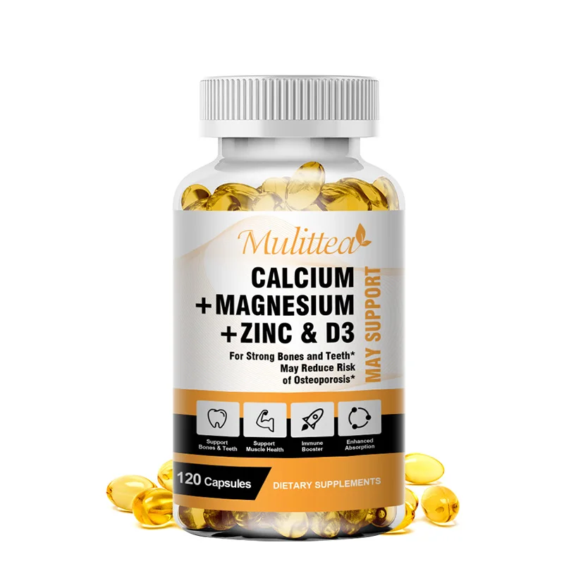 

Mulitea Calcium Magnesium Zinc Capsule 1425mg - Vitamin/Mineral Mixed Supplement - Vitamin D3, Gluten Free, Non GMO