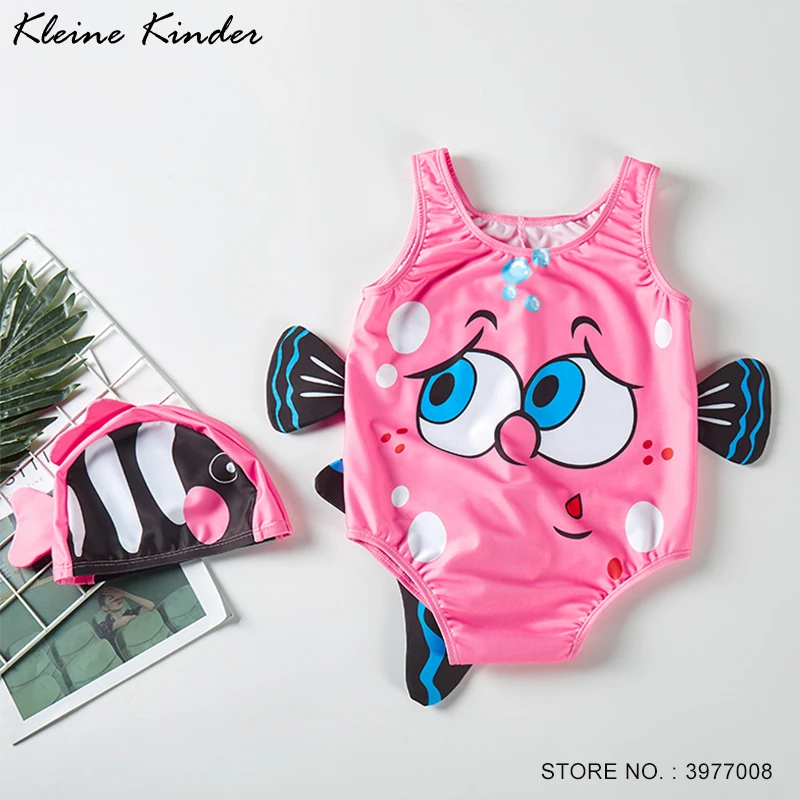

Baby Swimwear Clown Fish Kids Swimsuit One Piece with Swim Cap Bathing Suit for Toddler Boy Girl Summer Anti UV Beach Clothes