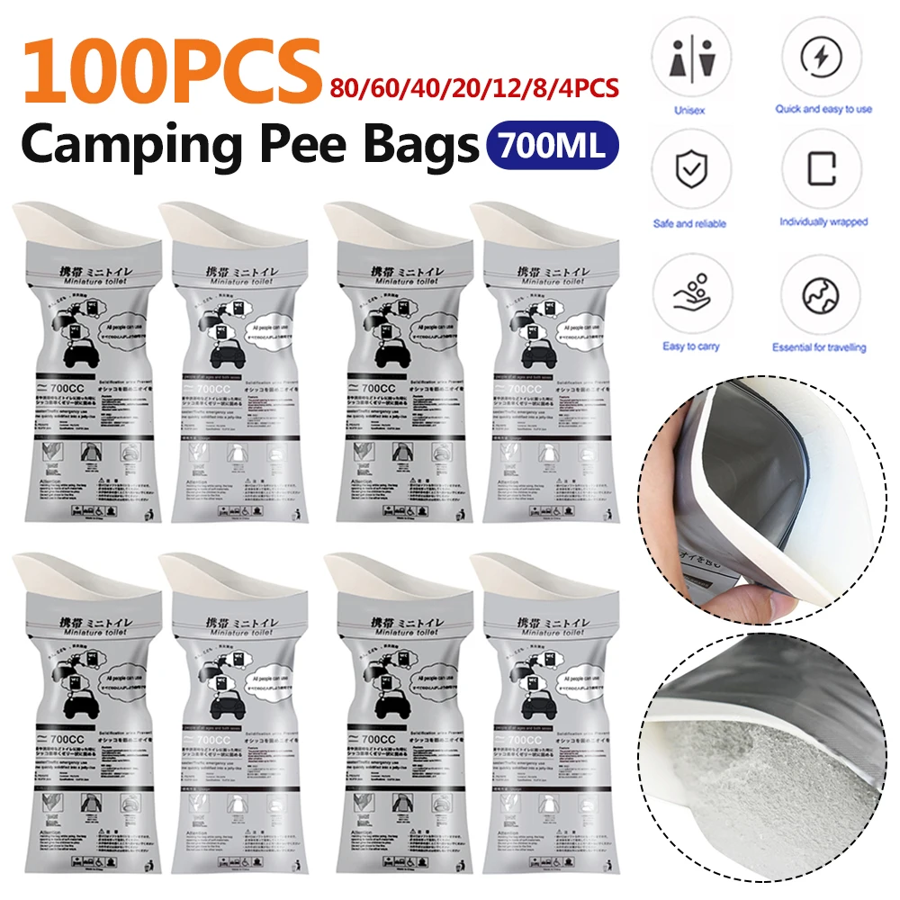 100-4pcs 700ML Outdoor Emergency Urine Bags Traffic Jam Travel Portable Car Urinal Vomit Bag Unisex Disposable Mobile Toilet Bag