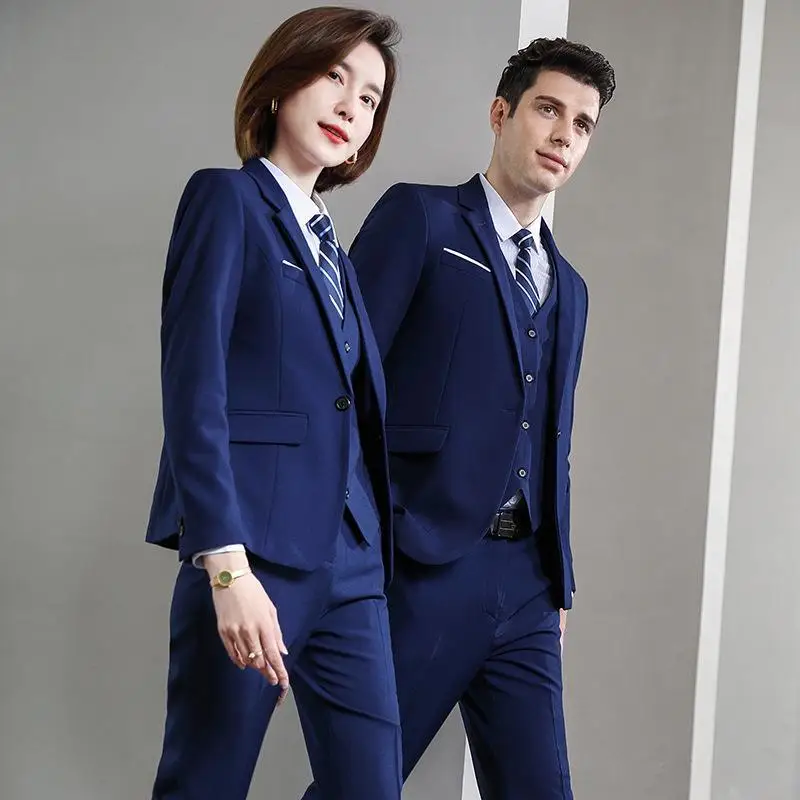Unisex professional suits for men and women three-piece suits for business slim fit groomsmen wedding dress PBD339