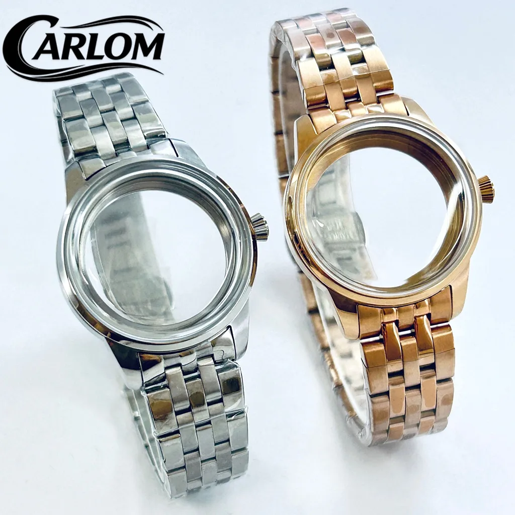 Elegant Cocktail Arch Watch Case - Silver Rose Gold Polishing - 33mm