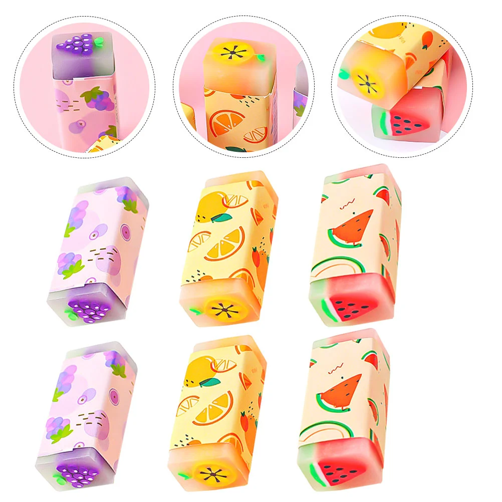 

12 Pcs Fruit Eraser Decorative Erasers for Kids Mini Fruits Printing School Cartoon Pencil Kindergarten Pupils