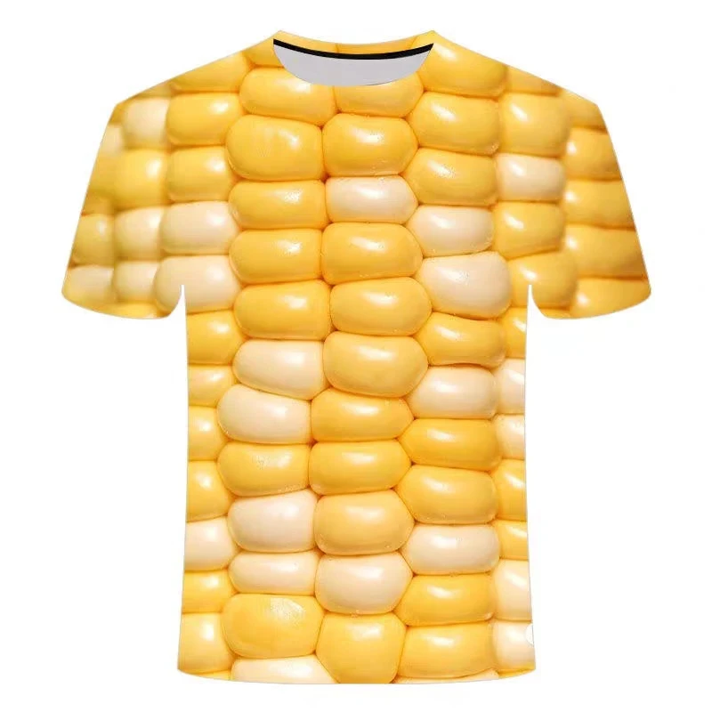

Funny Corn Kernels Graphic T Shirts Fashion Crop 3D Printed T Shirt For Men Casual Streetwear Women T-Shirt Oversized O-Neck Top