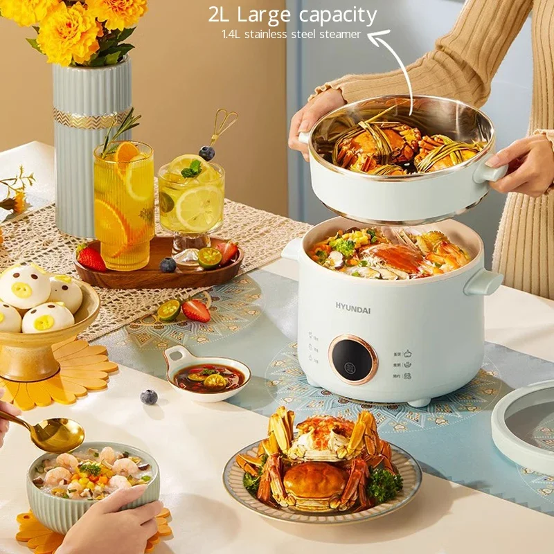 2.0L Electric Rice Cooker Cooking Pot Mini Multicooker Lunch Box Rice Cookers Hotpot Non-stick Electric Skillet Food Steamer 2