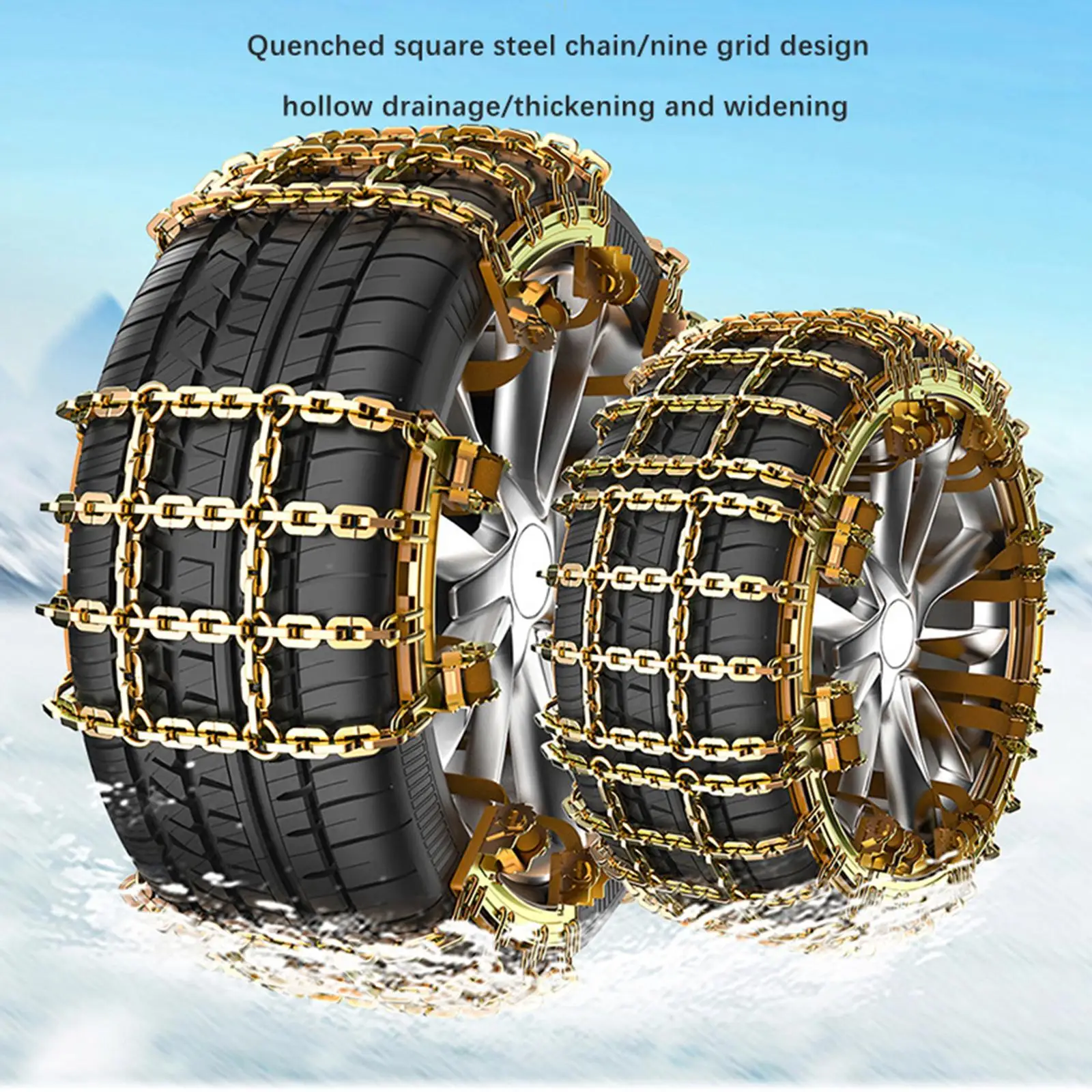 Snow Chain Reusable Quick Fit Car Wheel Chain for Cars Trucks Pickups