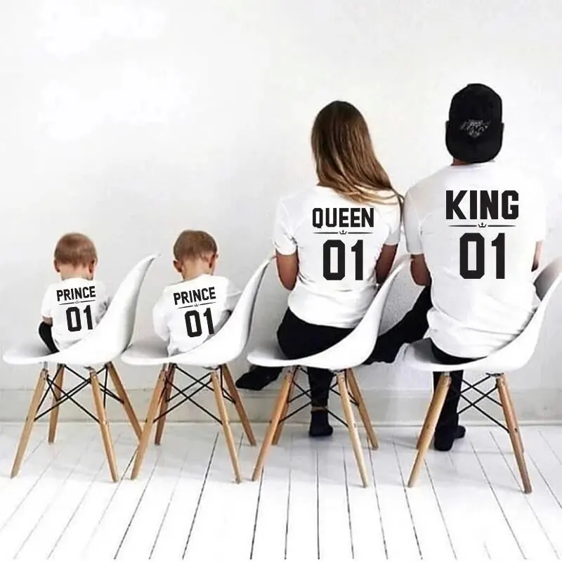 Summer Family Matching Outfits T Shirt King07 Queen07 Prince07 Princess07 Family Matching Clothe Father Mother Child T Shirt 2