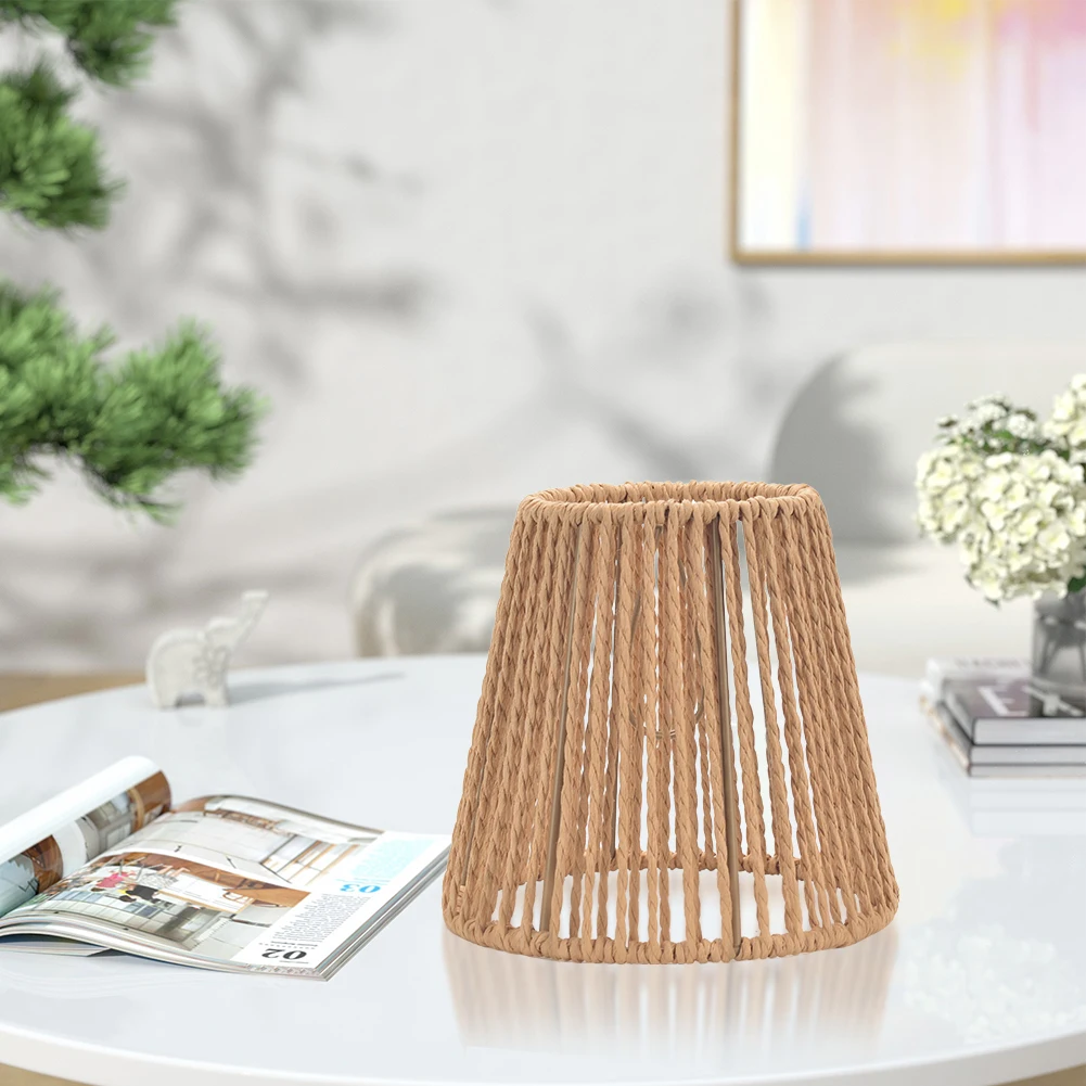 Description Picture 4 of itemPaper Rope Lamp Shade Ceiling Light Fixture Shade Decorative Tabletop Lamp Shade Wall Sconces Light Cover for Table Floor Lamp
