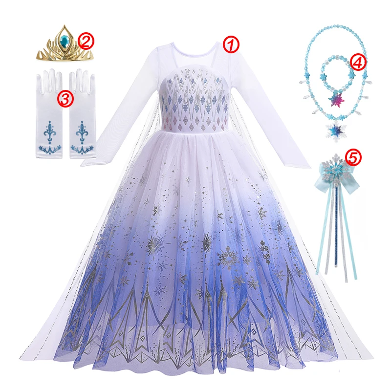 thumbnail image 5 of Disfraz de Frozen para niñas, vestido de princesa, Reina de la nieve, Cosplay, Carnaval, cumpleaños, ropa de Elsa, ropa de fantasía, 2 a 10 años, 5 of 5