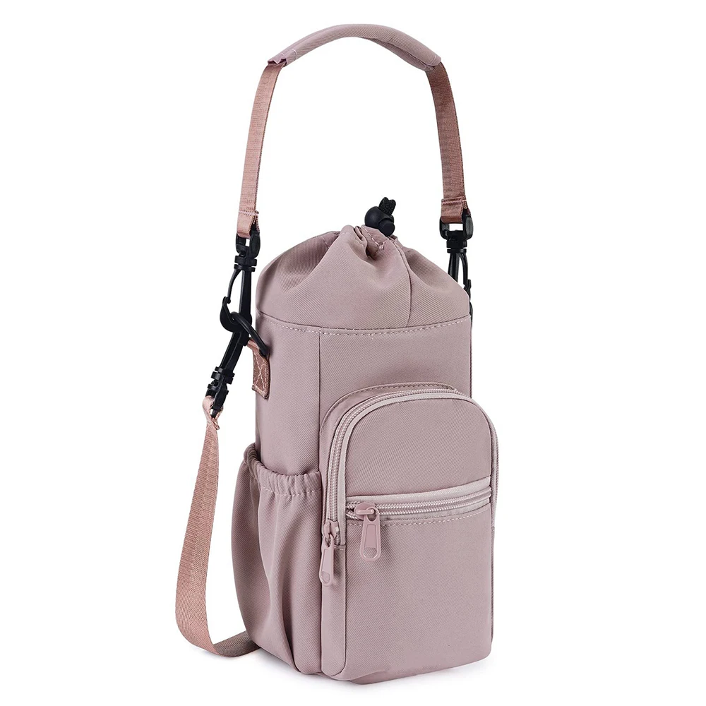 Insulated Water Bottle Tote with Phone Pouch and Adjustable Shoulder Strap