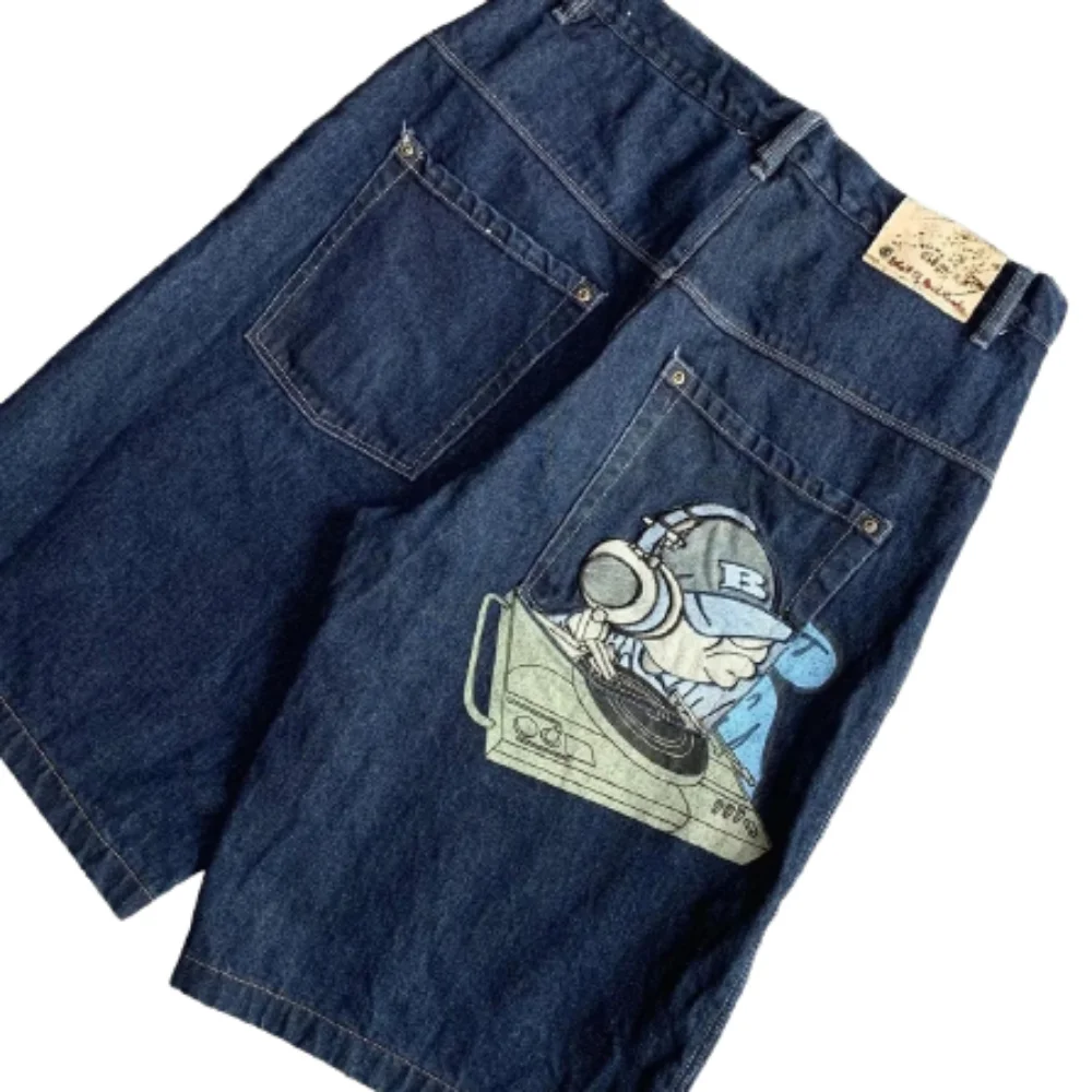 Streetwear Y2k Shorts Hip Hop Cartoon Graphic Embroidery Baggy Denim Gym Shorts Summer New Harajuku Gothic Men Basketball