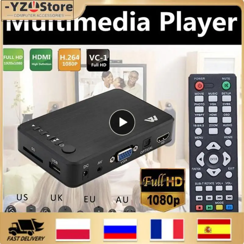 Media Player 1080P USB External Hdd Media Player With VGA SD Support MKV H.264 RMVB WMV Media Player for car HDDK6