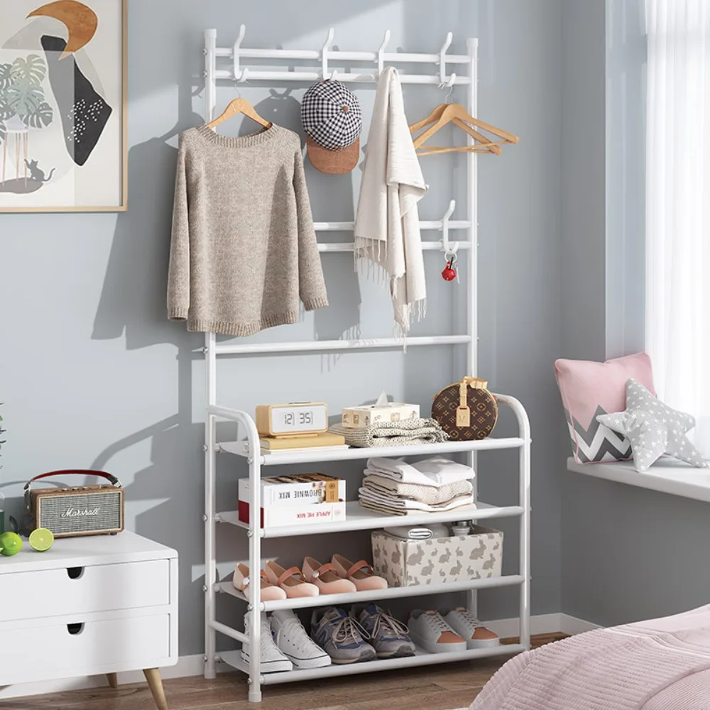 Clothes Hanger Multi-Layer Shoe Rack Doorway DIY Hat And Shoes Shelf Simple Floor-Standing Living Room Organizer Storage Racks