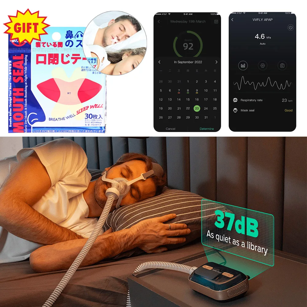 

Портативный вентилятор Bluetooth APAP CPAP против храпа и апноэ во сне для синдрома апноэ во сне и средства для сна OSA с наклейкой 30 шт.