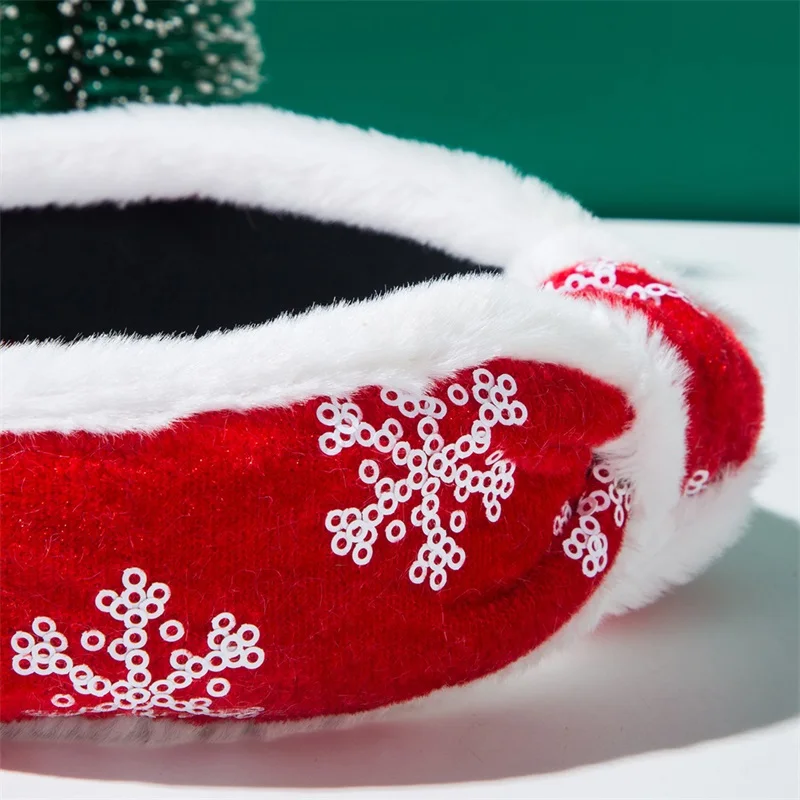 Christmas Snowflake Plaid Headband Wide Knotted Hair Hoop Hair Accessories Women Girls Band Party Favors Decorations
