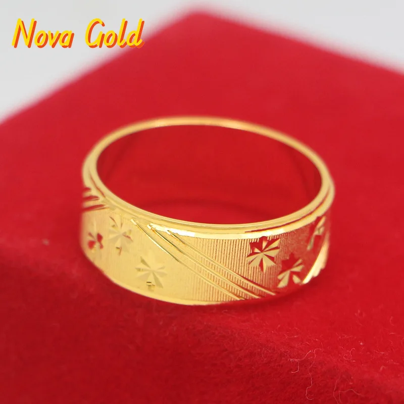 Flat Plate Rings NovaGlod Couple men and women 9999 24K real gold ring rich and ...