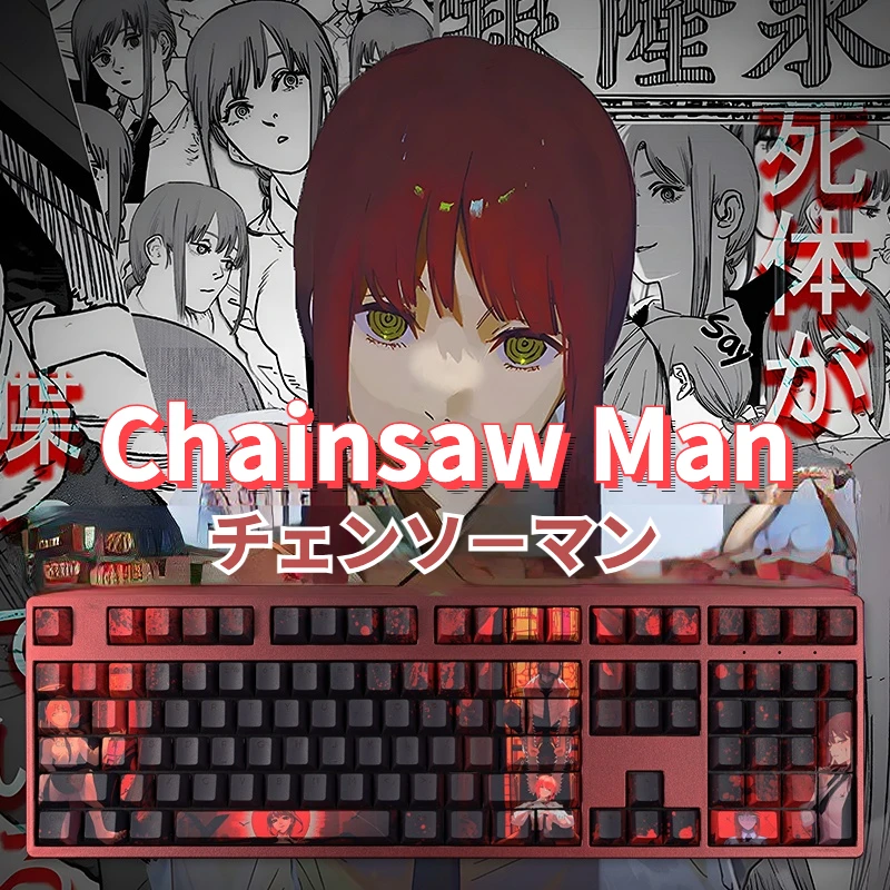 Motosserra Homem Tema Anime Keycap Transparente Pbt Material Cereja Perfil Adequado para Tampa de Teclado Mecânico