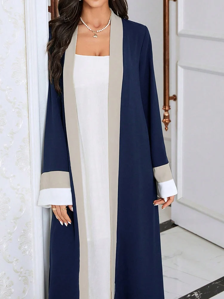 Moroccan Kaftan Corban Eid Al Adha Loose Robe Oversized Arab Dubai Cardigan Muslim Fashion Solid Long Sleeve Open Abaya