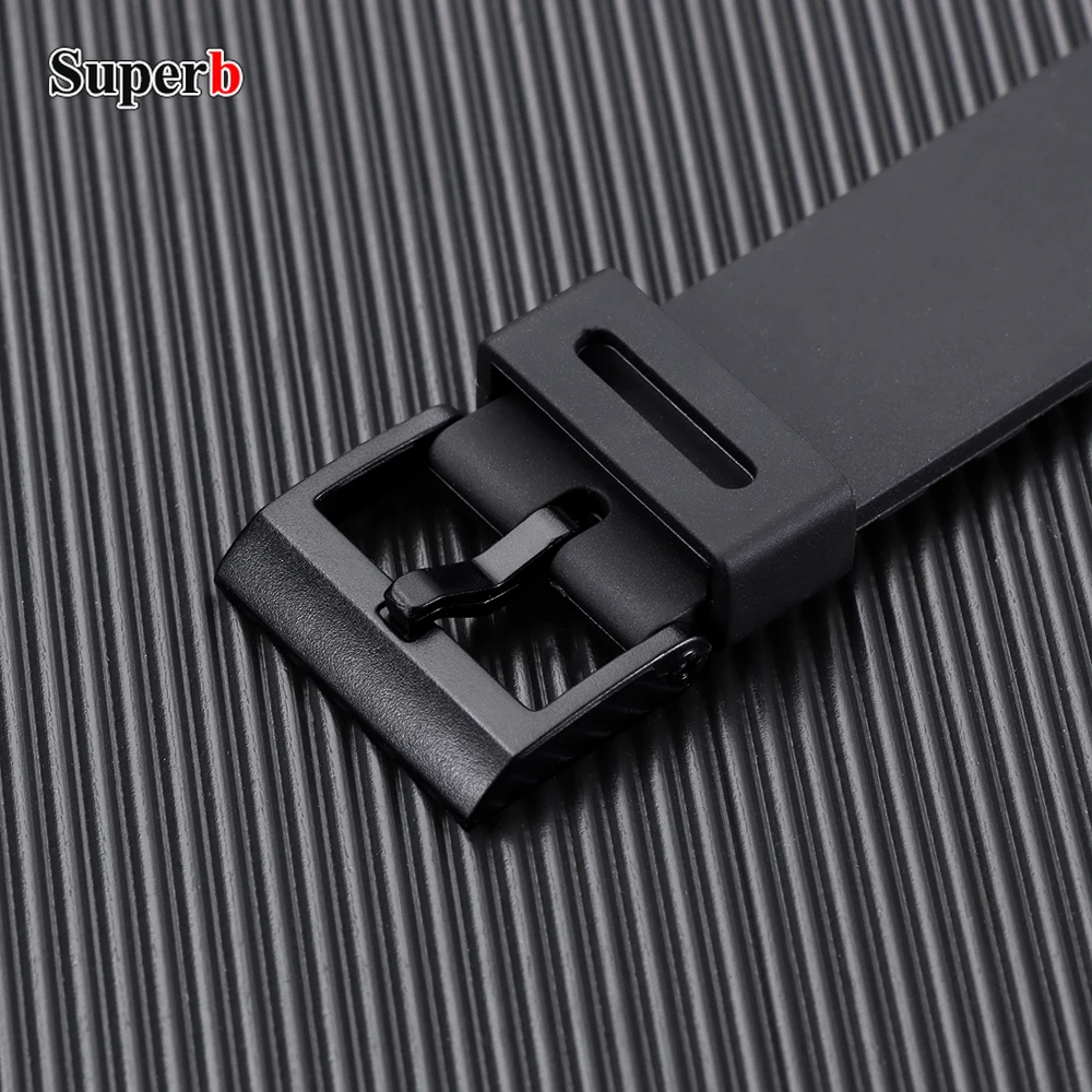 Black Rubber Silicone Watch Band Bracelet - 18mm Strap Replacement Watch Accessory
