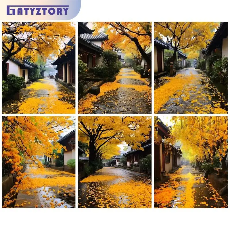 

GATYZTORY Diy Painting By Numbers Gift Autum Landscape For Adults Kids Coloring On Number Home Decors Canvas Painting Paint Kit